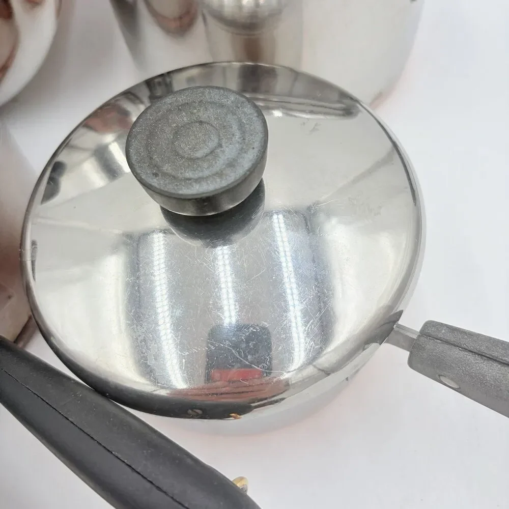 Vintage Revere Ware Copper Clad 9 Pc Cookware Set USA 1950s-60s Patent Pots Lids